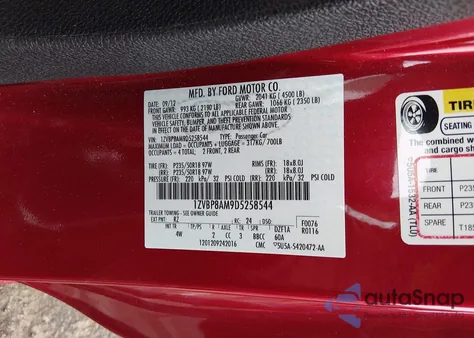 2013 Ford Mustang V6 Premium z USA, uszkodzony, nr VIN 1ZVBP8AM9D5258544